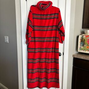 Neiman Marcus (Clovis Ruffin) VINTAGE Vibrant Red/Green Cowl Neck Striped Dress